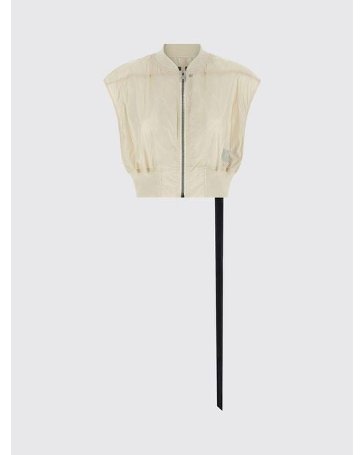 Rick Owens Natural Short-Sleeved Cropped Nylon Bomber Jacket