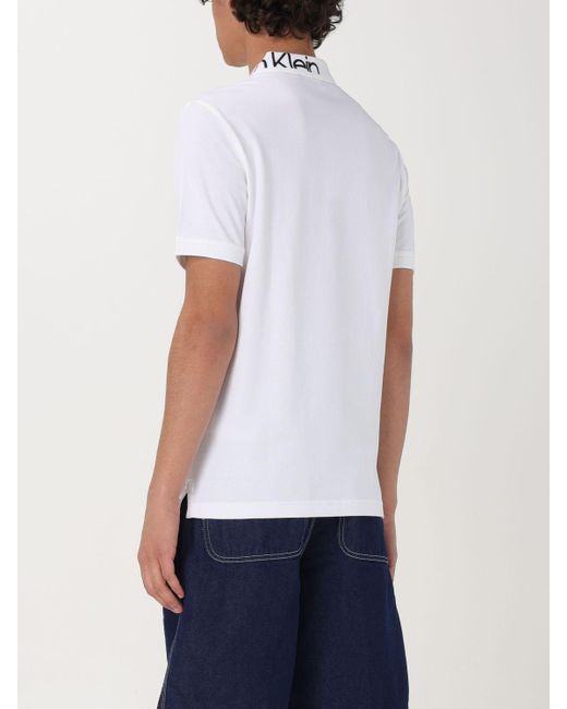 Polo in cotone organico di Calvin Klein in White da Uomo