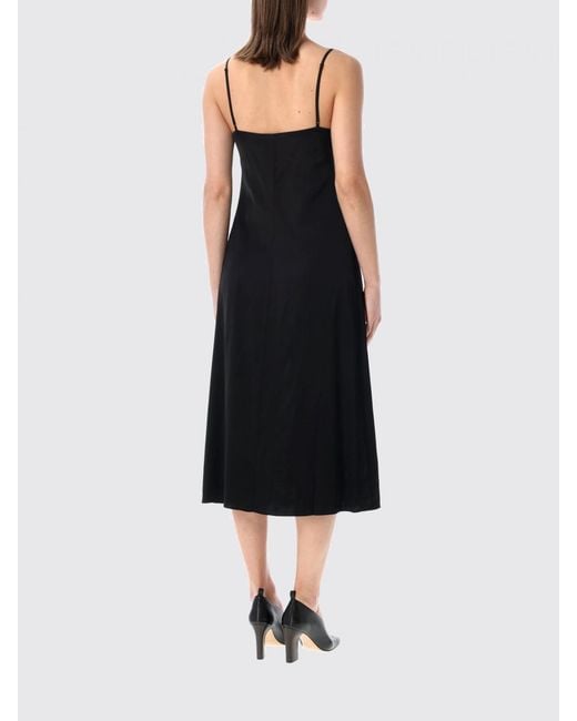 Acne Black Viscose Blend Slip Dress With Lace Insert