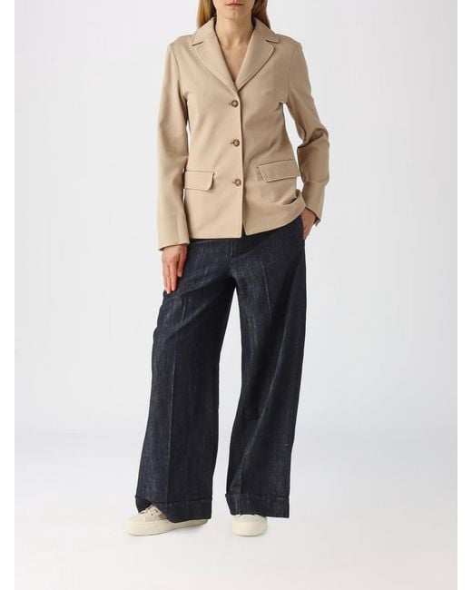 Max Mara Blue Cotton And Linen Palazzo Trousers