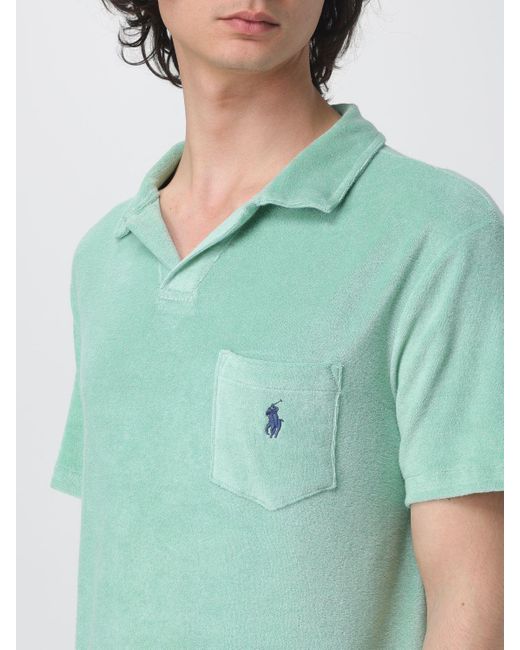 Polo in spugna di cotone con logo di Polo Ralph Lauren in Green da Uomo