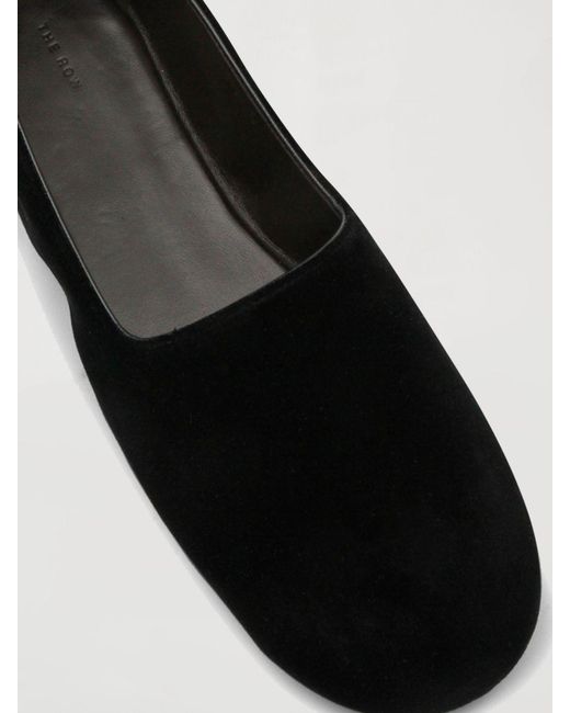 The Row White Ponti Velvet Ballerina Flats