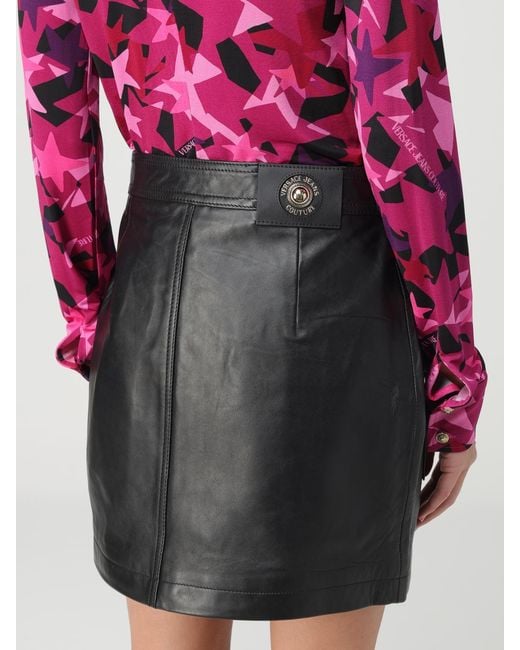 Versace Jeans Couture Black Leather Skirt