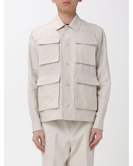 Lardini Natural Linen Blend Shirt Jacket for men