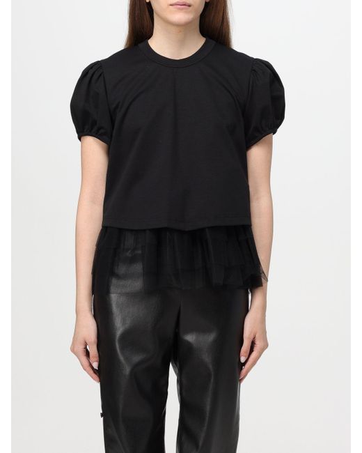 T-shirt in cotone e tulle di Noir Kei Ninomiya in Black