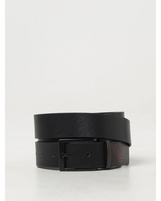 Cintura reversibile in pelle saffiano di Emporio Armani in Black da Uomo