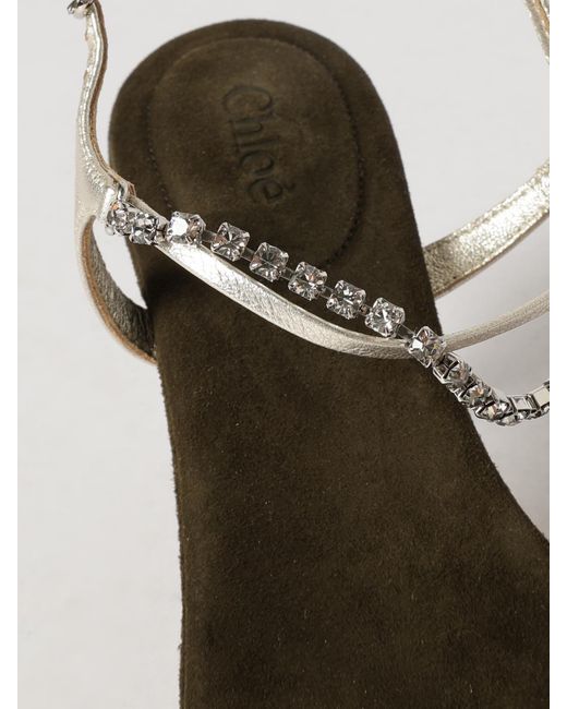 Chloé Natural ChloÉ Crystal-Embellished Lambskin Leather Sandals With Stiletto Heel