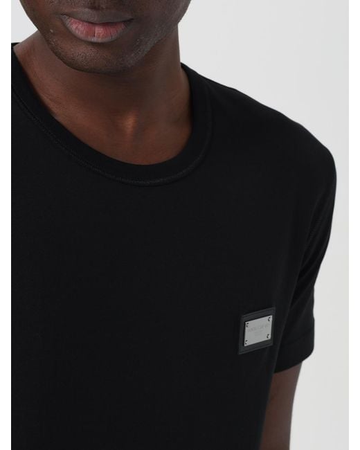 Dolce & Gabbana Black Dolce &Amp Gabbana Cotton T-Shirt With Logo Plaque for men