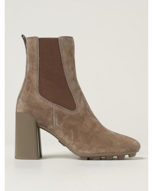 Hogan Brown Flat Ankle Boots