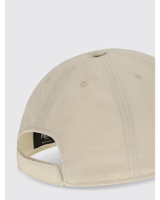 Fendi Natural Cotton Baseball Cap With Embroidered Ff Monogram for men