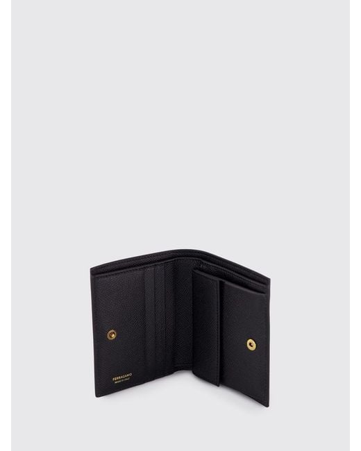 Ferragamo White Gancini Grained Leather Wallet