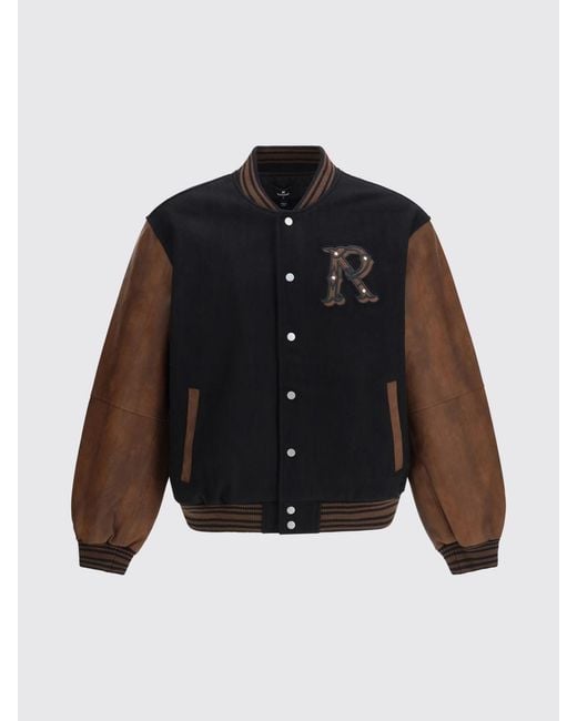 Represent Black Wool Bomber Jacket With Logo for men