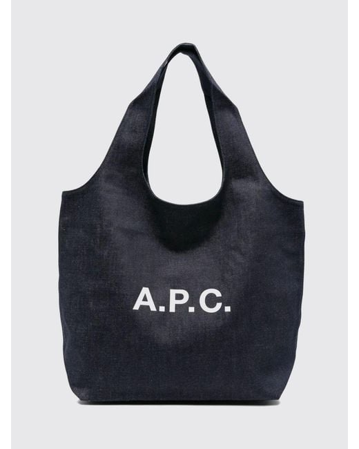 A.P.C. Blue Ninon Cotton Denim Tote Bag