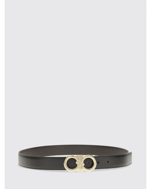 Ferragamo White Gancini Calf Leather Belt for men