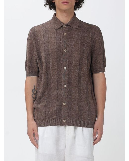 Brunello Cucinelli Brown Knit Shirt for men
