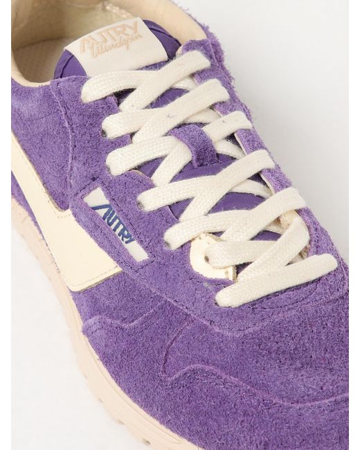 Autry Purple Comfortable And Stylish Suede Upper Low Top Shoes With Lace-Up Closure