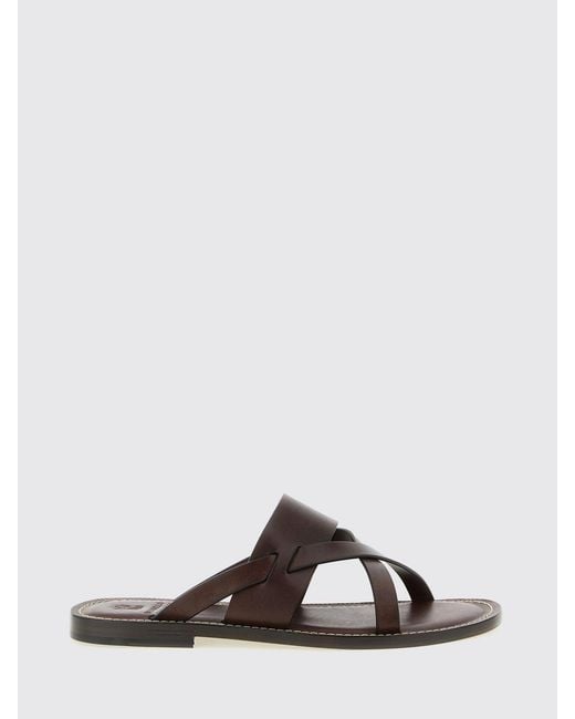 Brunello Cucinelli Brown Leather Sandals for men