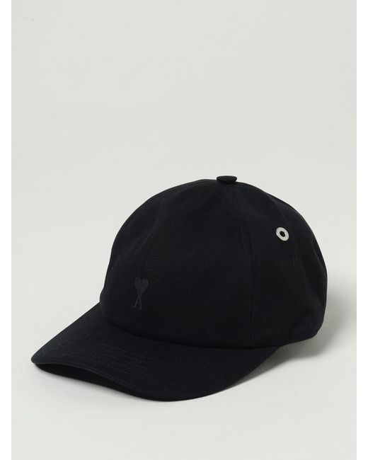 AMI Black Ami De Coeur Cotton Hat for men