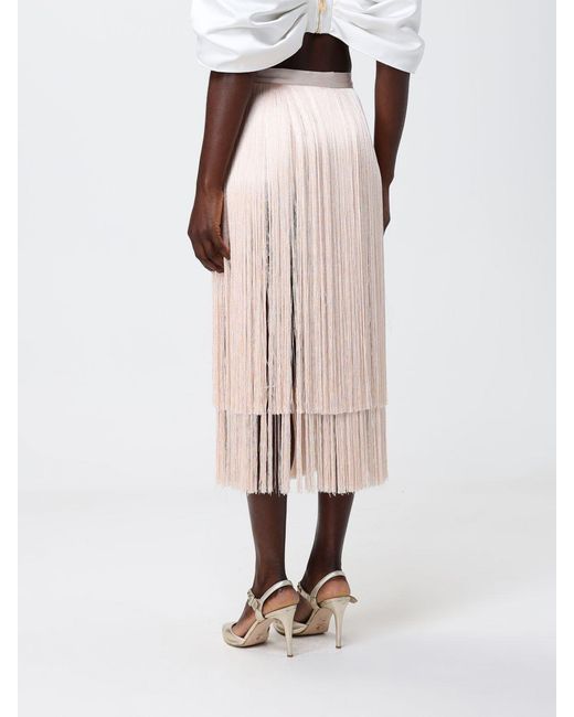 Elisabetta Franchi Pink Fringed Midi Skirt