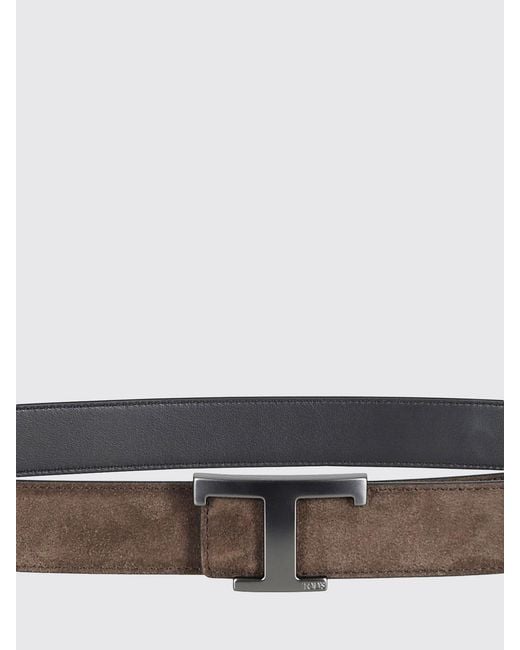 Tod's Brown T Timeless Reversible Leather Belt for men