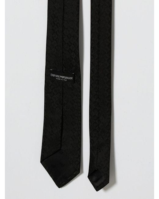 Emporio Armani White Silk Tie With Jacquard Monogram for men