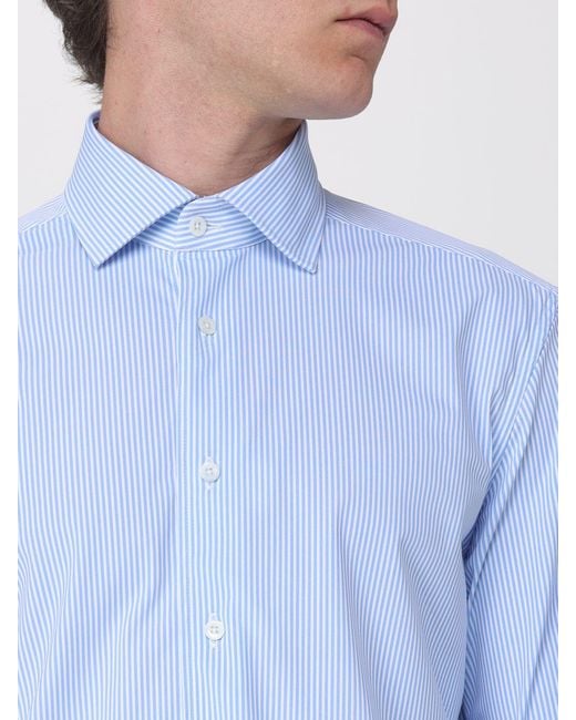 Corneliani Blue Striped Classic Shirt for men