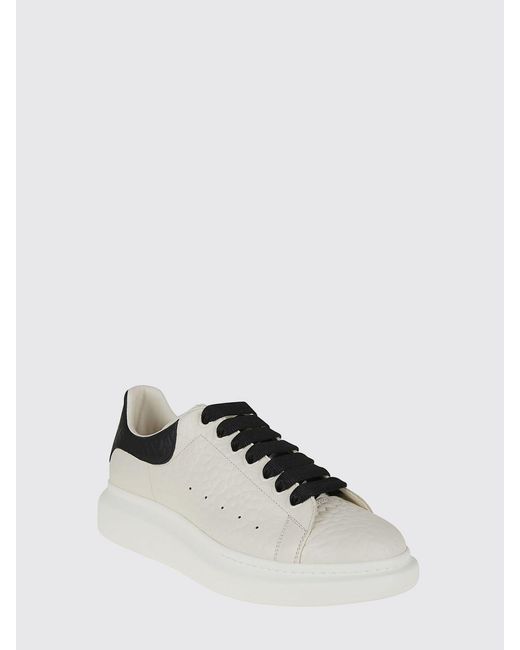 McQueen White Tumbled Leather Oversize Sneakers for men
