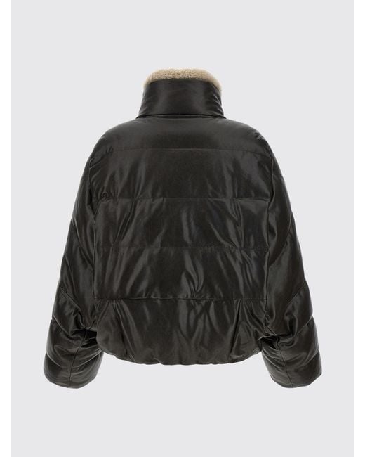 Brunello Cucinelli Black Relaxed Fit Lambskin Puffer Jacket With Shearling Interior