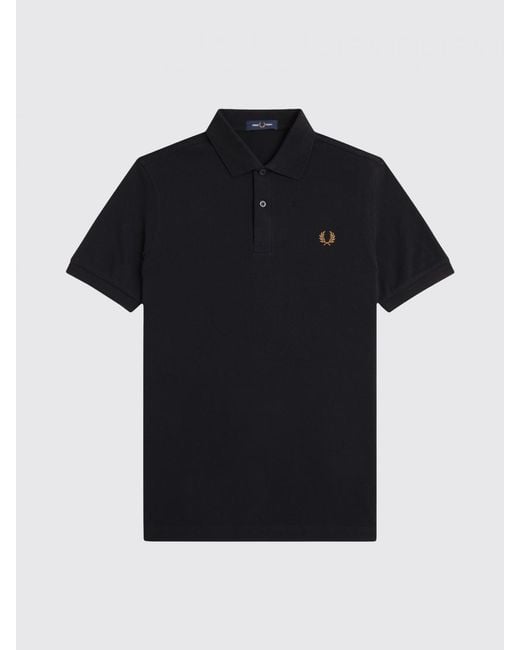 Fred Perry Black Cotton Polo Shirt With Logo for men