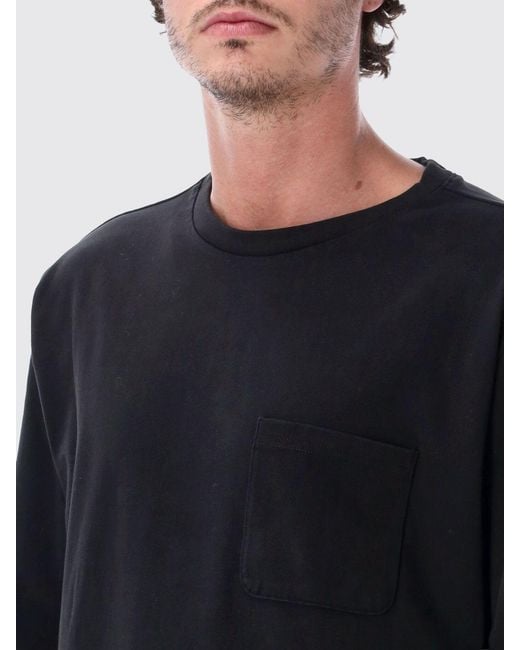 Champion Blue Long-Sleeved Cotton T-Shirt With Patch Pocket for men
