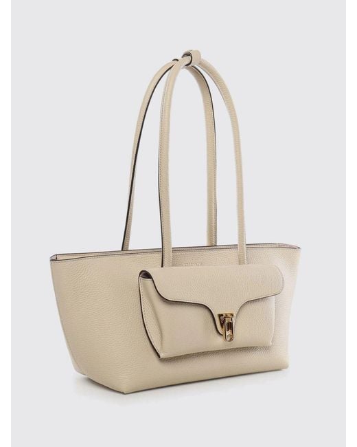 Coccinelle White Grained Leather Beat Double Bag