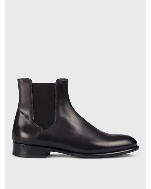 Doucal's Black Leather Ankle Boots for men