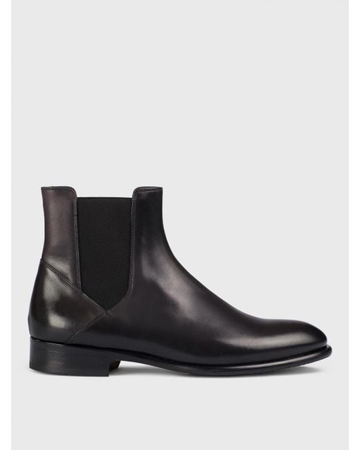 Doucal's Black Leather Ankle Boots for men