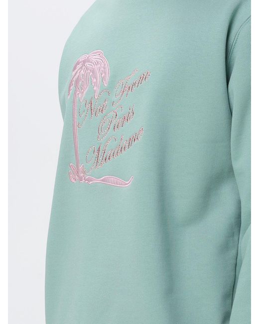 Drole de Monsieur Green Cotton Sweatshirt With Embroidered Logo for men