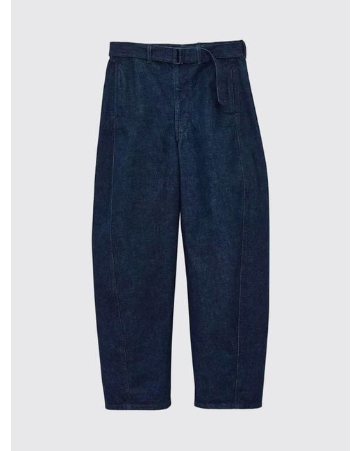 Lemaire Blue Baggy Cotton Trousers for men
