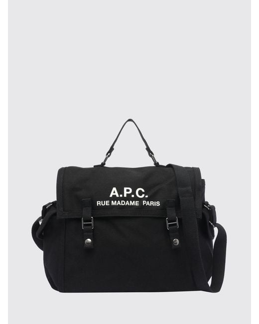A.P.C. Black Récupération Cotton Travel Bag With Printed Logo And Removable Strap for men