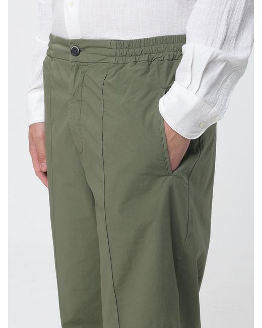 Barena Green Wide Leg Stretch Cotton Trousers for men