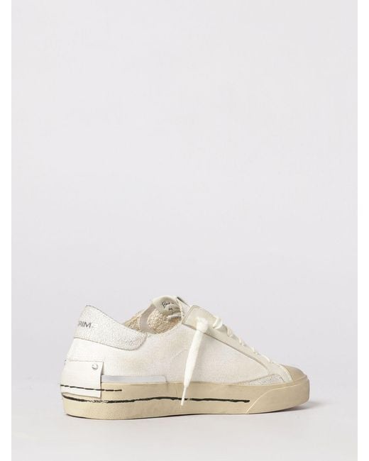Crime London White Recut Canvas And Used Leather Sneakers for men