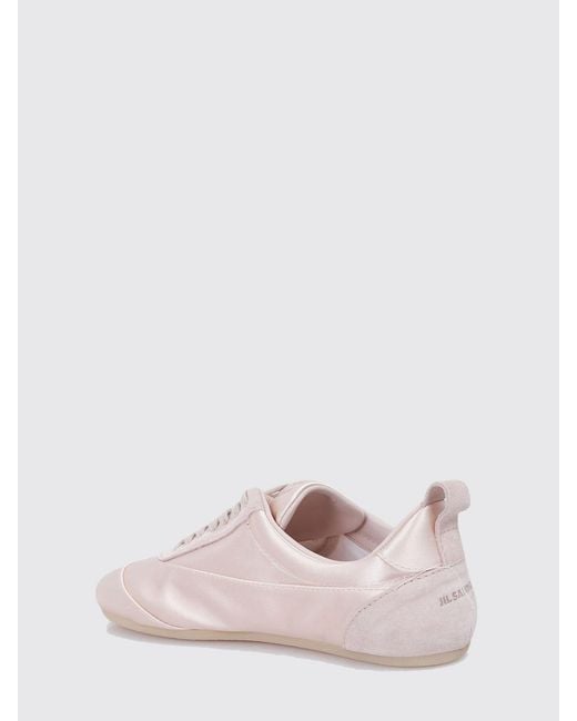 Jil Sander Pink Etage Satin And Suede Sneakers