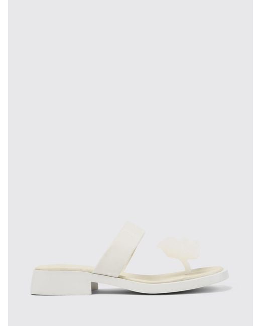 Camper White Dana Leather And Silicone Sandals
