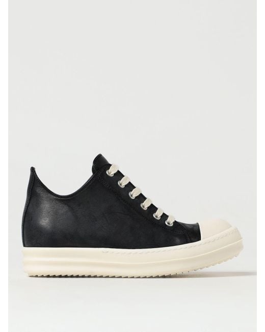 Rick Owens Black Toe-cap Leather Low-top Trainers