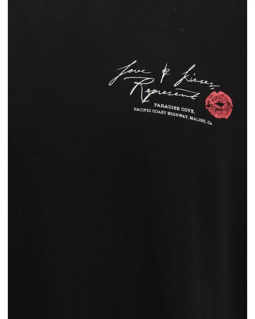 Represent Black Logo Cotton T-Shirt With Dropped Shoulders for men