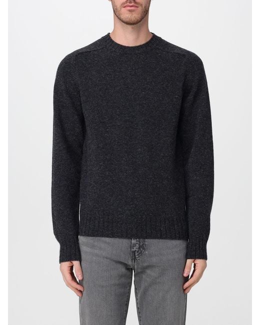 Sebago Blue Long-Sleeve Wool Crewneck Jumper With Ribbed Trims for men