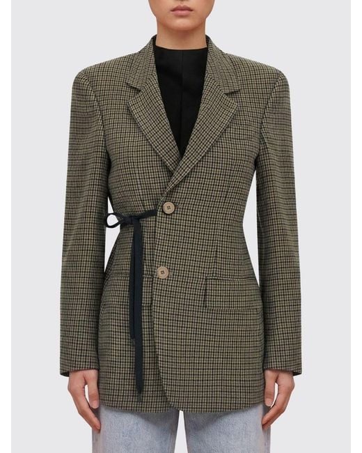 Balenciaga Green Checked Double-Breasted Blazer