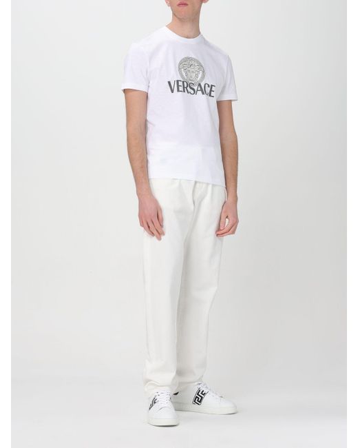 Versace White T-Shirt With Medusa Head Print for men