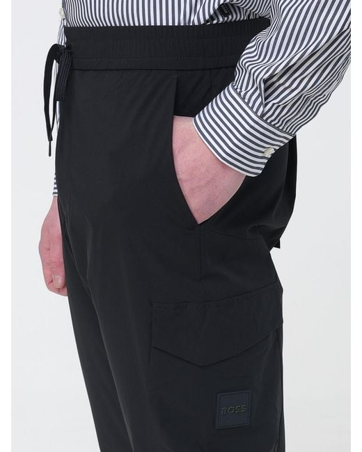 Boss Black Stretch Poplin Cargo Trousers for men