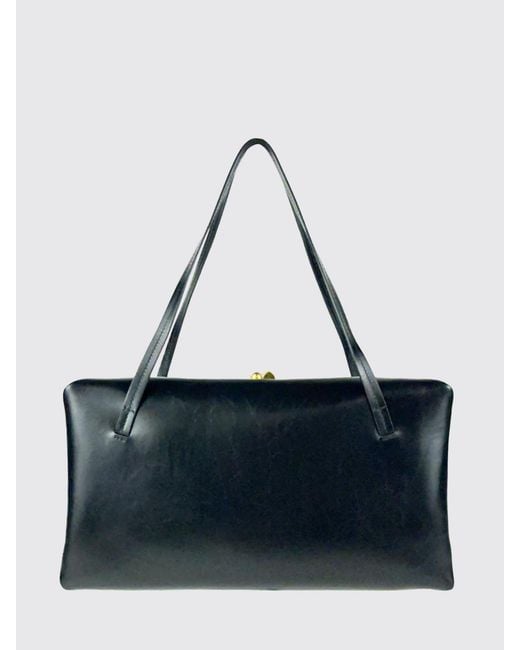 Jil Sander Blue Goji Pillow Smooth Leather Shoulder Bag With Double Handle