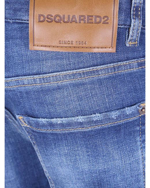 Vaqueros Slim Fit De Denim Desgastado DSquared² de color Blue