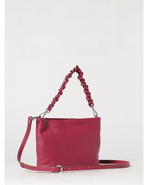Gianni Chiarini Red Brenda Grained Leather Shoulder Bag With Removable Strap