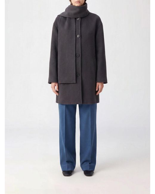 Max Mara Blue Single-Breasted Knee-Length Coat